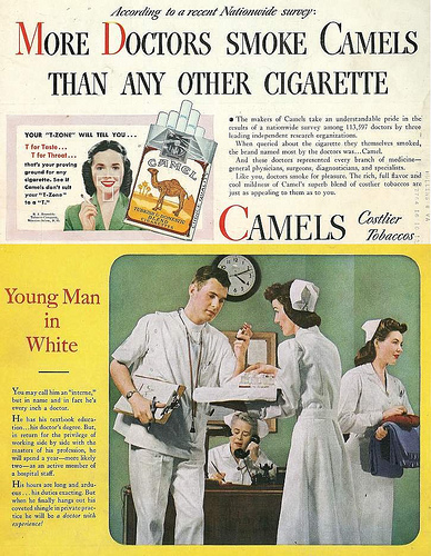 "Más médicos fuman Camel que cualquier otro cigarrillo" (1946)