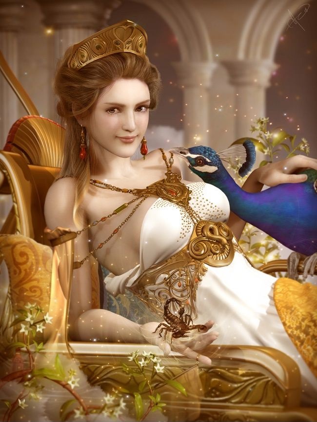 Hera, la esposa de Zeus y reina del Olimpo. Es la personificación "sagrada" del matrimonio