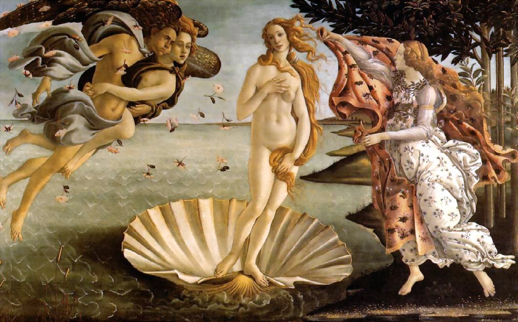 "El nacimiento de Afrodita", de Boticelli demuestra el origen de la diosa en el agua. También representa la belleza y la sexualidad.