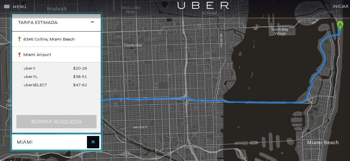 Uber Miami tarifas