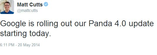 Matt Cutts Tweet on Panda 4.0